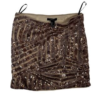 Forever 21‎ Women L Rose Gold Sequin Mini Skirt Party Clubwear Bodycon Geometric